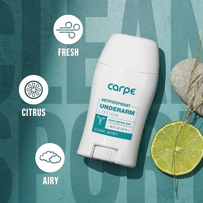 Carpe Deodorant Underarm Antiperspirant - Advanced Sweat & Odor Protection Formula - Sport Deodorant for Men & Women - Combat Excessive Sweating with Odor Control - Clean Sport Scent (Pack of 2)