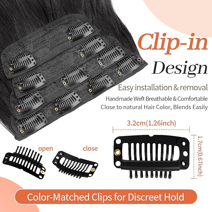 Kookastyle Clip in Hair Extensions 4 pcs Natural Long Synthetic Curly Hairpieces Layered Soft Invisible for Women Black 20 Inch
