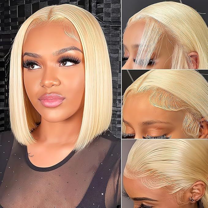 613 Bob Wig Human Hair 13x4 8Inch Lace Front Wigs Human Hair Pre Plucked 200 Density Glueless Brazilian Virgin Lace Frontal Wigs for Women