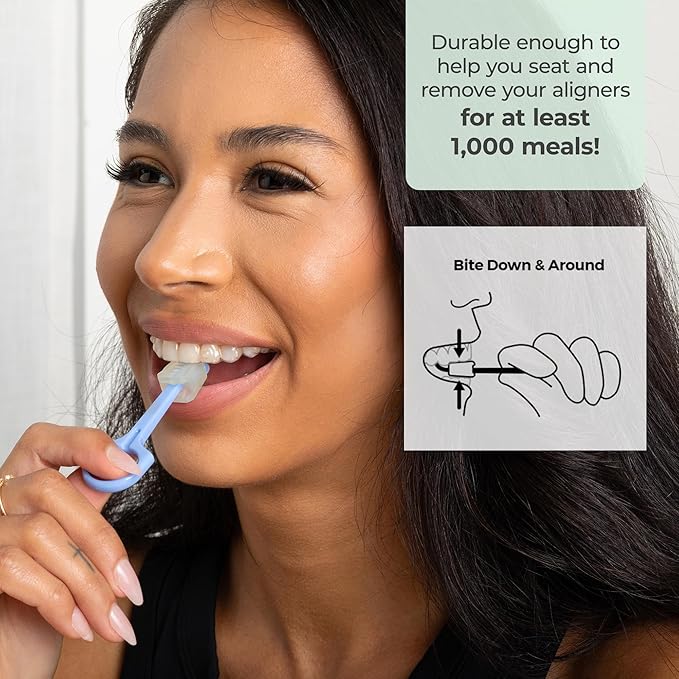 PUL Pack of 2 Reusable 2-in-1 Aligner Seating Chewie & Removal Tool — Compatible with Invisalign, Removable Braces, Retainers & Trays – Easy-to-Use Remover & Chew, Dental & Oral Hygiene Care – White