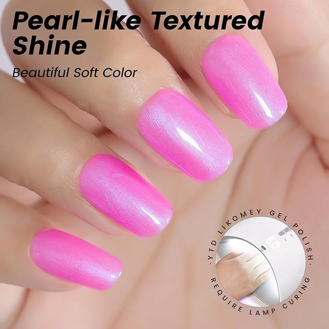 YTD Likomey Gel Nail Polish,15ml Pearlescent Pink Glitter Fall Winter Shimmer Shiny Sparkly Salon Home DIY Manicure UV Color Varnish,SF407