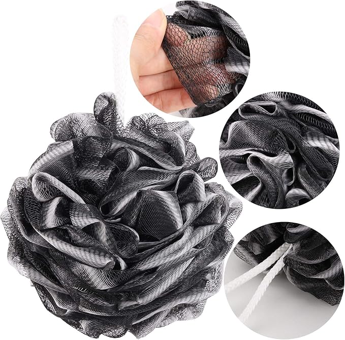BTYMS 4 Pieces Shower Loofahs Bath Scrunchies 75g/pcs Large Bath Sponge Body Loofahs Shower Pouf Mesh Pouf for Bathing