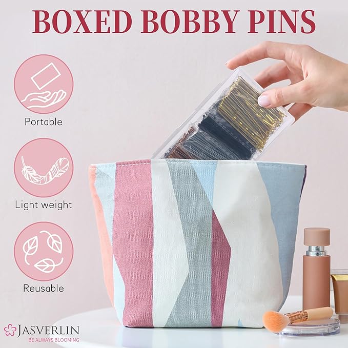 2" 250 Pcs Bobby Pins Black Brown Blonde Silver Kit Set, Hair Pins for Buns Decorative Bulk Curved Secure Hold Updo Hair Styling Accessories Women Girls (5cm)