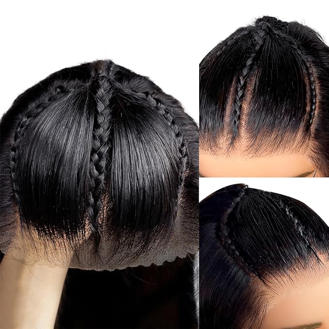 AMIRTY 250 Density Wear and Go Glueless Wigs Human Hair Pre Plucked Pre Cut Braided Wig Human Hair for Women 9X6 HD Lace Front Wig 12A Straight Lace Front Wig Human Hair With Natural Hairline 26Inch