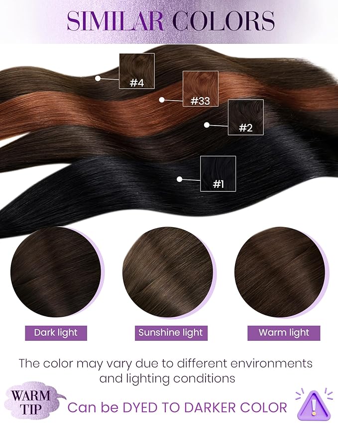 LaaVoo Nano Hair Extensions Human Hair Brown Nano Ring Hair Extension Medium Brown 50g 50s 20in