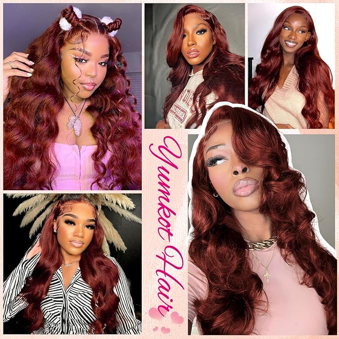 26Inch Reddish Brown Lace Front Wigs Human Hair Pre Plucked 13x6 Body Wave Lace Front Wigs 180% Density Colored Wigs Human Hair HD Full Lace Frontal Wigs for Women