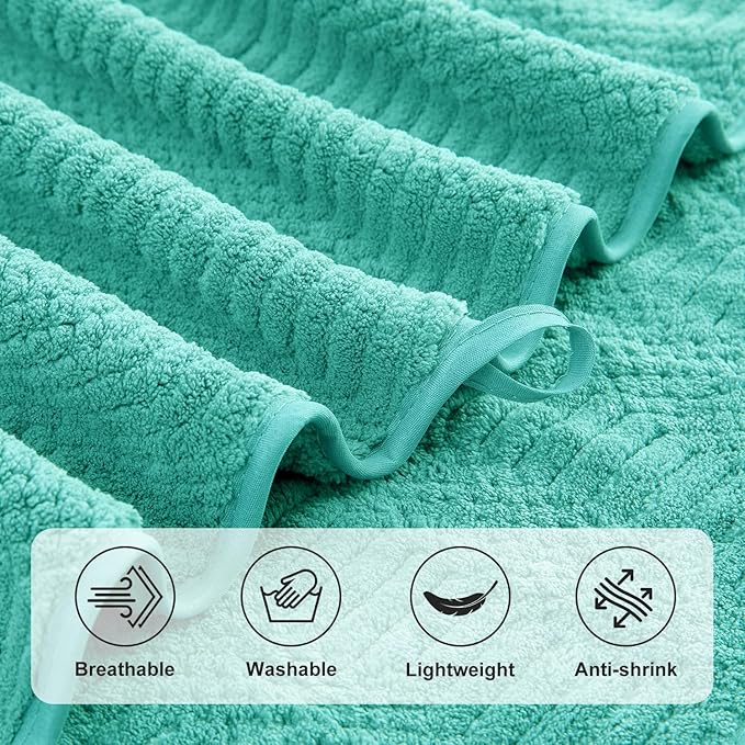 Ycosy 4 Pack Extra Large Microfiber Bath Towels Set,35x70 inches,600GSM,Less Lint Highly Absorbent Super Soft & Quick Dry,Oversized Bath Towels,Perfect for Bathroom Gym Pool,Teal Blue