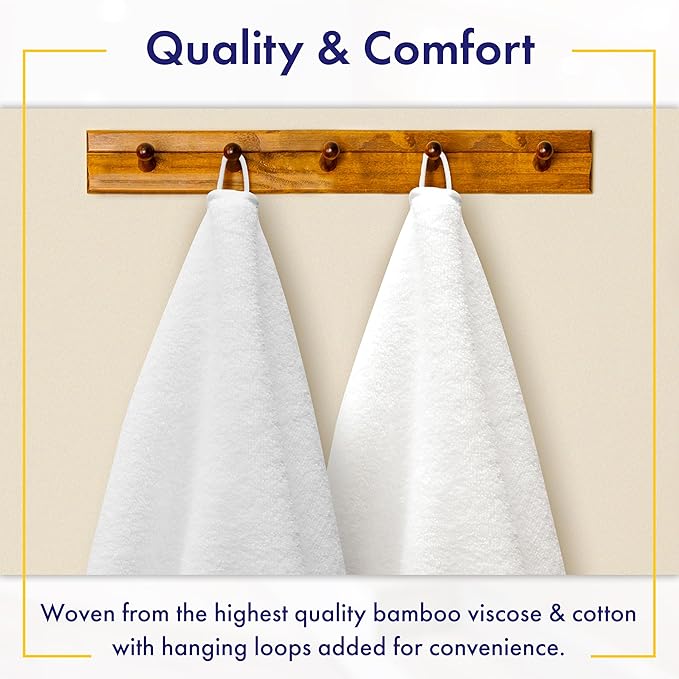 Ultra Soft & Plush Viscose from Bamboo Bath Sheets - 700 GSM Pack of 2 - Extra Large 70x35 in - Super Absorbent & Quick Drying (White)