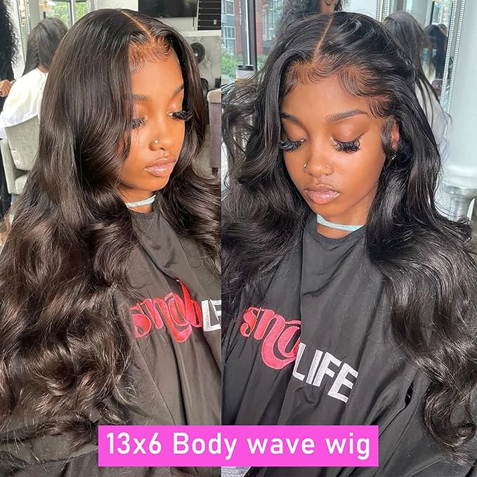 Aicrelery 13x6 HD Lace Front Wigs Human Hair Pre plucked Body Wave Frontal Wigs Human Hair Pre Plucked Bleached Knots With Baby Hair 180 Density Brazilian Hair Wigs for Women (20 Inch, Natural Color)