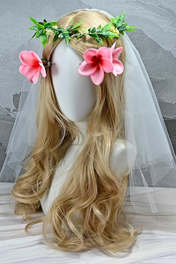Pack of 2 Real Touch Flowers Hawaiian Flower Hair Clips Plumeria Hibiscus Hair Clips Handmade Hair Accessories for Beach Wedding Bridal Party Mother's Day Women Girls Holiday Gifts (c-832, 2pcs)