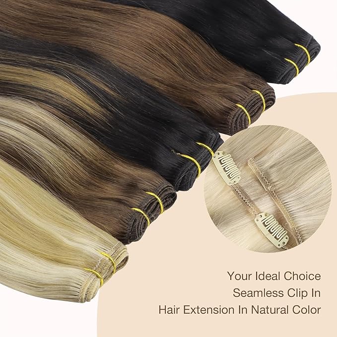 GOO GOO Clip in Hair Extensions Real Human Hair, Remy Human Hair Extensions Clip ins for Women, Natural Human Hair, 22 Inch 170g 7Pcs, 17/22/60 Balayage Ash Blonde to Golden Blonde and Platinum Blonde