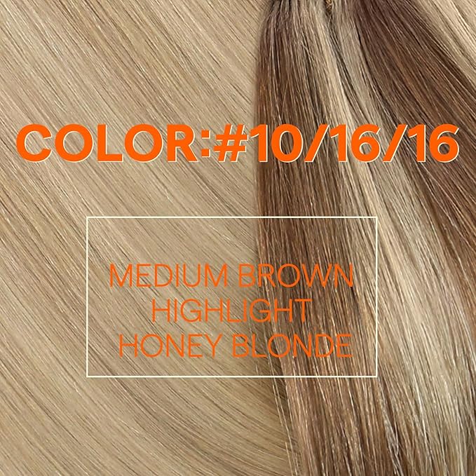 Full Shine Weft Hair Extensions Human Hair Sew In Extensions Remy Hair Color 10 Golden Brown Fading To 16 Golden Blonde Highlight 16 Blonde Human Hair Bundles For Women 24 Inch