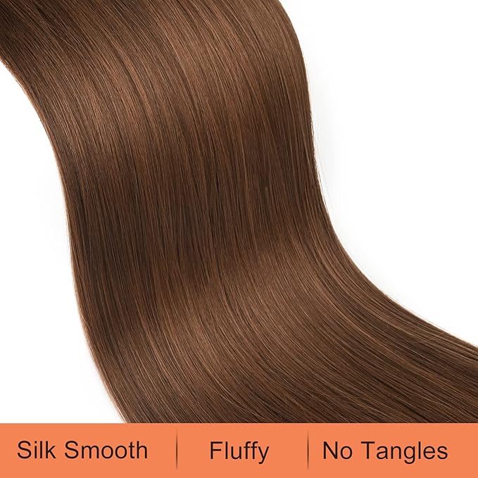 SEIKEA 28" Ponytail Extensions Drawstring Long Straight Fake Pony Tail Natural Soft Clip in Hair Extension Synthetic Heat Resistant Hairpiece - Warm Medium Brown