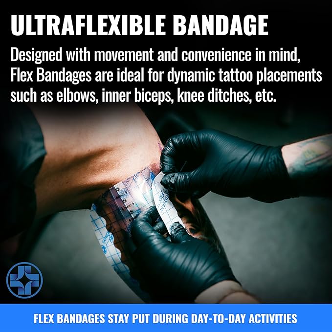 Saniderm Flex Tattoo Aftercare Bandage (New) (Personal Roll, 10.2 in x 2 yd) – Faster Tatoo Healing and Protection – Sterile, Waterproof, Flexible, Latex-Free, Tattoo Aftercare Wrap – Matte Finish