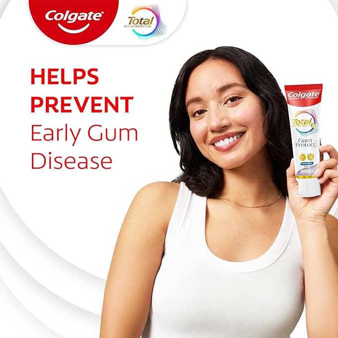 Colgate Total Active Prevention Gum Protect Whitening Toothpaste, Whitening Gum Toothpaste for Inflammation, Redness, Bleeding, Irritation, and Sensitivity, SLS Free, 3 Pack, 3.0 oz