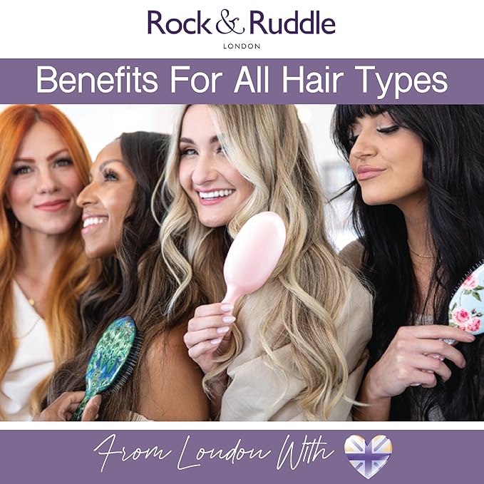 Rock & Ruddle Natural Mixed Boar Bristle Hair Brush for Women and Kids (Small/Travel Size, 17.5cm) - Perfect for Wet or Dry Hair, Detangling Smoothing Blowdrying - Made in UK - Wild Design