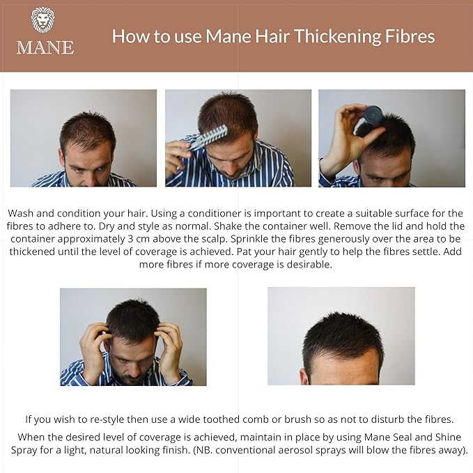 Mane Hair Building Fibers with a Seal and Shine finishing spray (Grey)