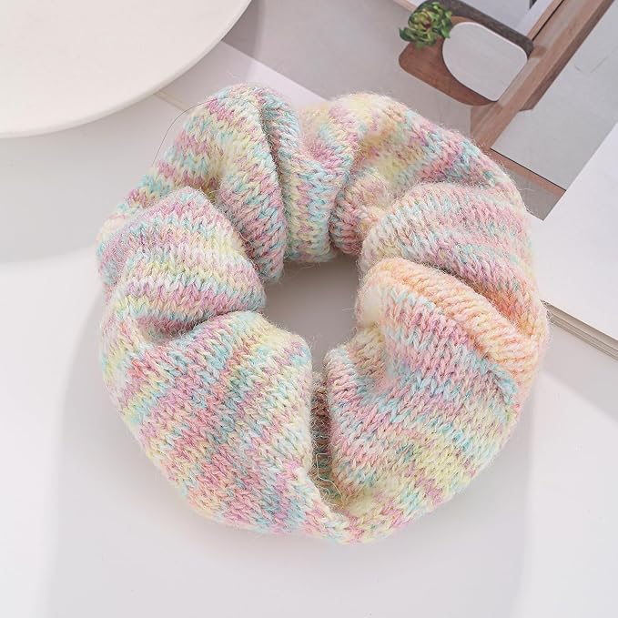 Thick Large Pink Hair Scrunchie for Women Soft Knit Scrunchie Everyday Stylish Tie Dye Hair Accessories