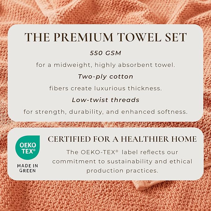 Great Bay Home 100% Cotton 4 Pack 54x27 Bath Towel Set - Absorbent, Quick-Drying, Durable Towels for Bathroom Decor - Low-Twist, Two-Ply Fibers (Dusty Rose)