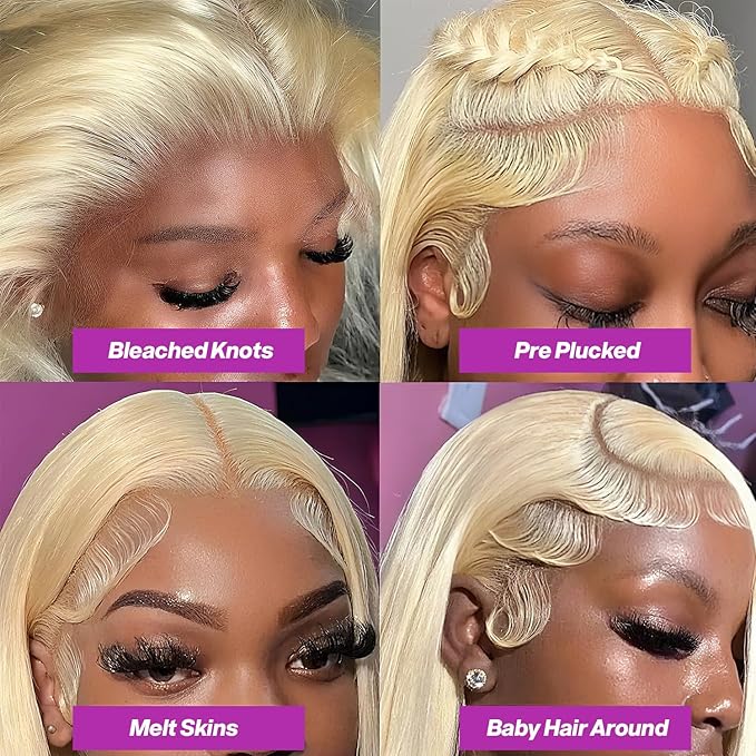 613 13x6 Lace Front Wig Human Hair Body Wave Blonde Wig Human Hair HD Transparent Lace Frontal Wigs for Women 200 Density Glueless Wigs Pre Plucked With Baby Hair 28 Inch