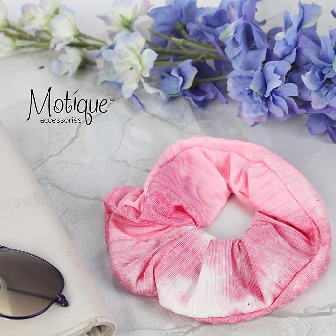 Pink Ribbed Tie Dye Scrunchy