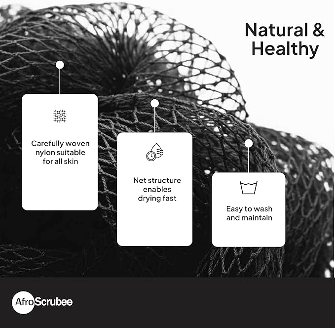 Authentic African Net Sponge Exfoliating Bath Sponge (Black)