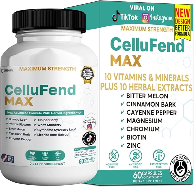 Cellufend Max Herbal Supplement with Banaba Leaf, Juniper Berry, 60 Capsules (1)