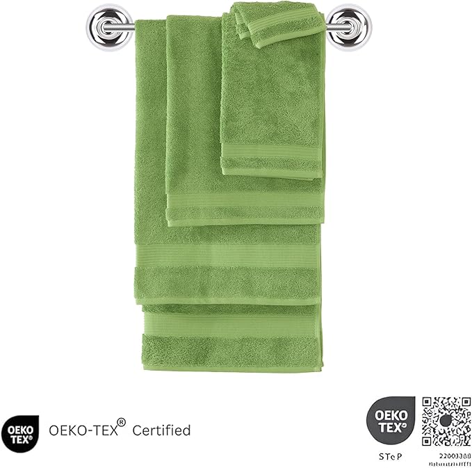 Classic Turkish Towels CTT - Luxury 6 Piece Towel Set, 100% Turkish Cotton, Quick Drying, Highly Absorbent & Comfy, Includes 2 Bath Towels, 2 Hand Towels & 2 Washcloths | (Green)