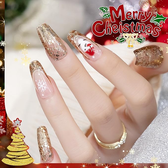 YTD Likomey Glitter Gel Nail Polish,15ml Champagne Gold Glitter Fall Winter Shiny Sparkly Salon Home DIY Manicure UV Color Varnish,SF399