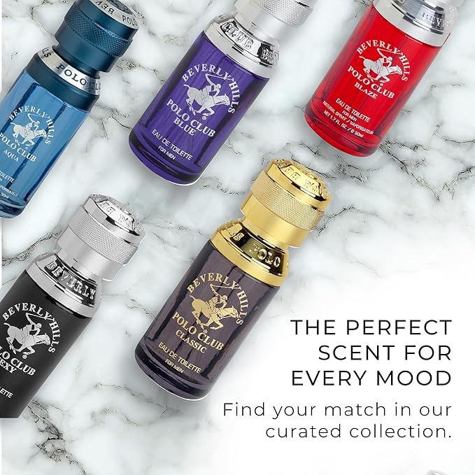 Beverly Hills Polo Club BHPC Men's Classic Eau De Toilette Fragrance Set - 1.7oz EDT + Portable Pocket Spray - Long Lasting Everyday Scent for Him