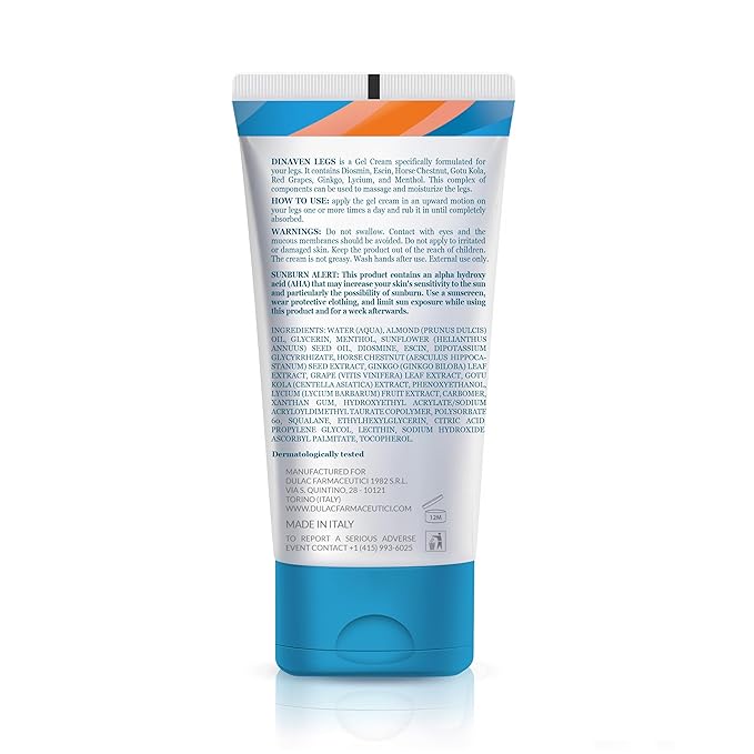 DULÀC FARMACEUTICI 1982 Dulac Dinaven Legs Cooling Cosmetic Gel With Natural Botanical Elements Lightweight Daily Leg Care Fast Absorbing Body Formula 6.76 Fl Oz