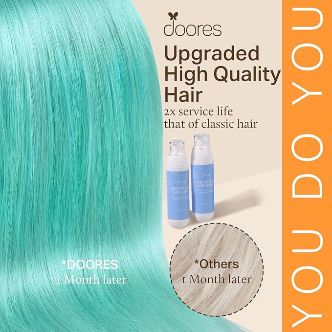 DOORES Itip Hair Extensions, Teal Green 14 Inch 25g, Teal Color Extensions, Remy Hair Extensions