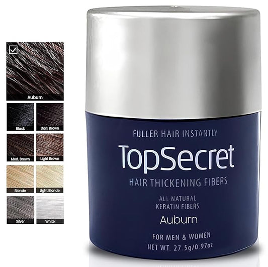 Top Secret Hair Thickening Building Fibers Refills - Undetectable & Natural Hair Filler - for Men & Women - Instantly Fill In Fine Thinning Hair - Weather & Sweat Resistant (Auburn, Travel)