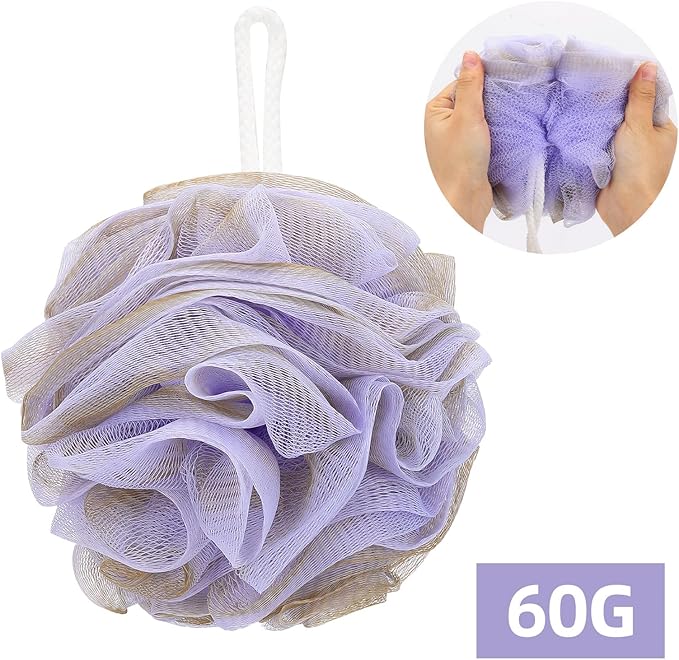 Tbestmax 4 Pack Bath Sponge Pouf Shower Loofah Body Scrubber Exfoliator, 60g/Piece - 4 Colors
