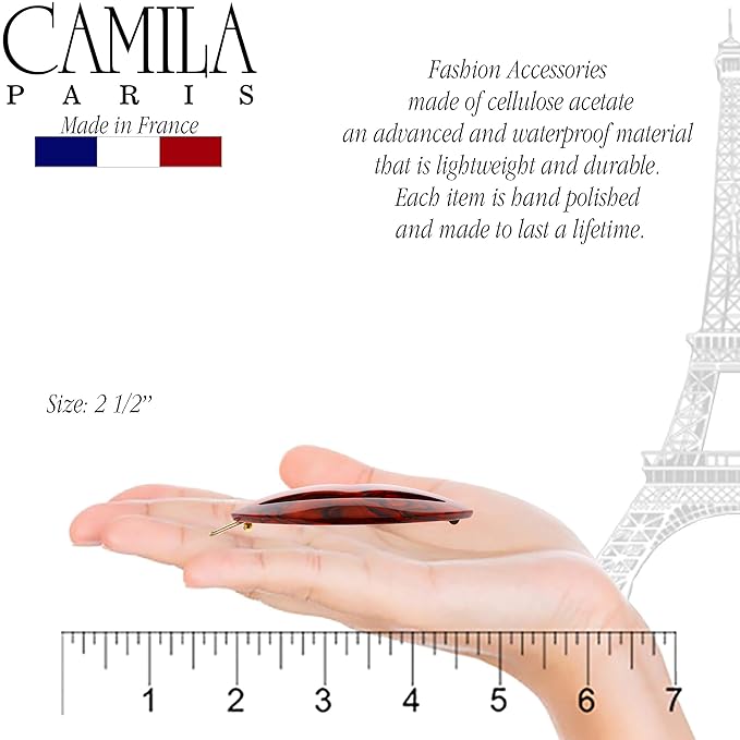 Camila Paris CP2972 French Hair Barrette Clip for Girls, Small Handmade Kiss Red, Strong Hold Grip Hair Clips for Women, No Slip and Durable Styling Girls Hair Accessories, Made in France