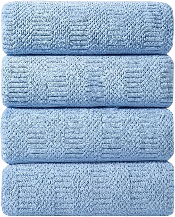 Ycosy 4 Pack Extra Large Microfiber Bath Towels Set,35x70 inches,600GSM,Less Lint Highly Absorbent Super Soft & Quick Dry,Oversized Bath Towels,Perfect for Bathroom Gym Pool,Blue