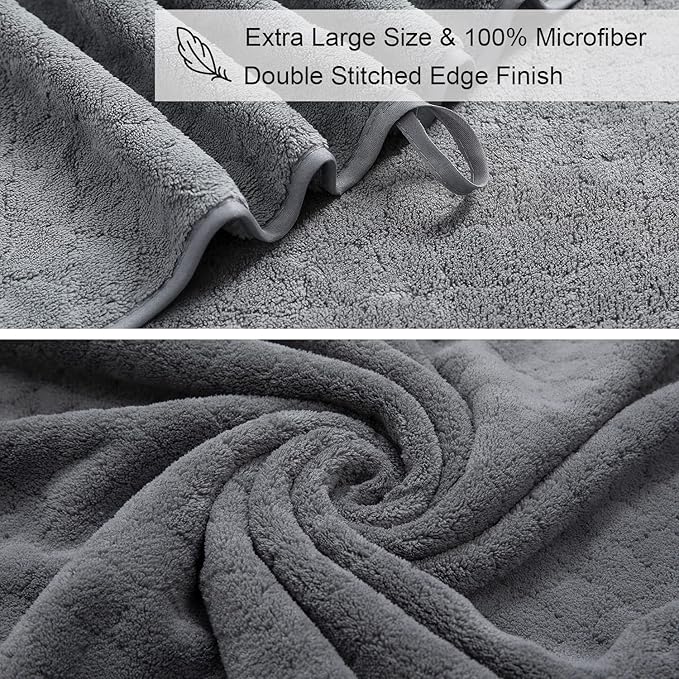 Ycosy 2 Pack Hand Towels Set 16"x31",Grey Towel Set for Bathroom,Quick Dry Thick and Highly Absorbent Hand Towel,Ultra Soft Microfibers Premium Towel Set for Bathroom Hotel,Spa,Gym
