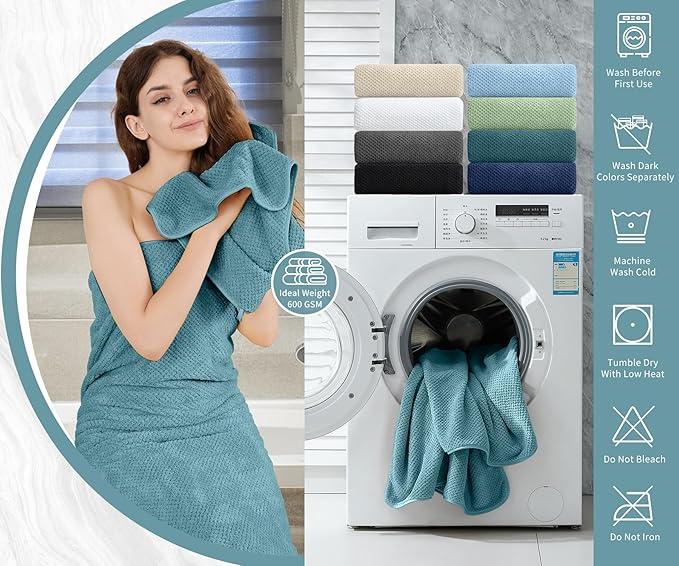 Extra Large Bath Towel Set of 4 (35"x70"),Oversized Bath Sheet Super Soft Highly Absorbent Jumbo Bathroom Towel Set Microfibers Quick Dry Shower Towel for Hotel,Bathroom,Guest,Spa,Gym (Turquoise)