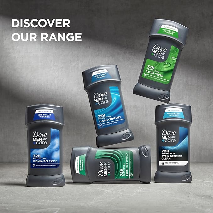 DOVE MEN + CARE Antiperspirant Deodorant Stick Clean Comfort 72-Hour Sweat & Odor Protection Antiperspirant for Men With 1/4 Moisturizing Cream 0.5 oz