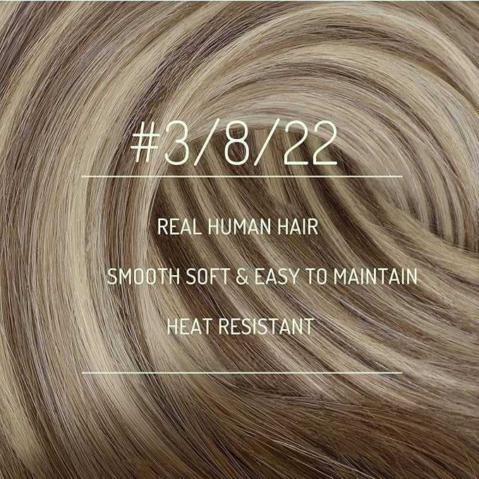 RUANTURE Balayage Clip in Hair Extensions Human Hair, Clip in Extensions Real Human Hair, Double Weft Remy Hair, Natural Looking, Thick Ends, 20 Inch 120g 7pcs #3/8/22