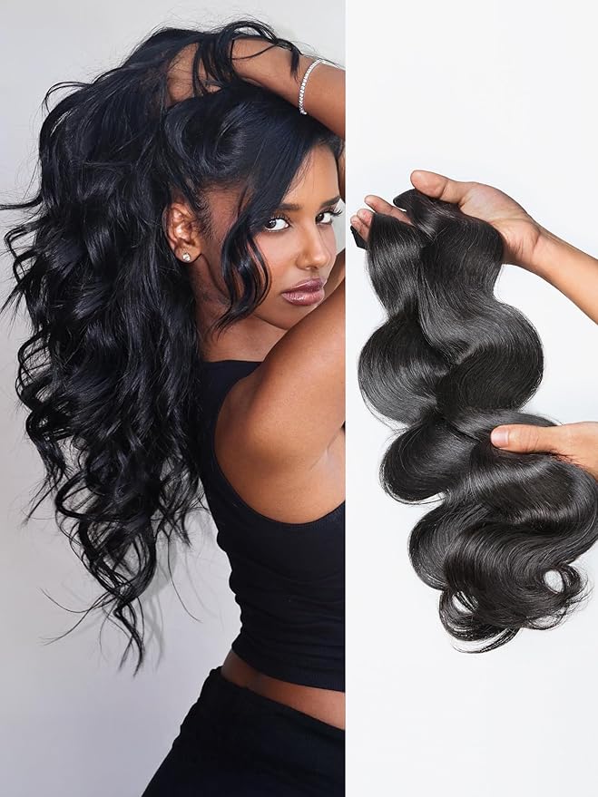 LUVME Body Wave Seamless 2 Pack 220g 14Pcs Clip in Hair Extensions Full Max with 20inch Remy Human Hair Extensions, Natural Black 100% Real Soft Hair