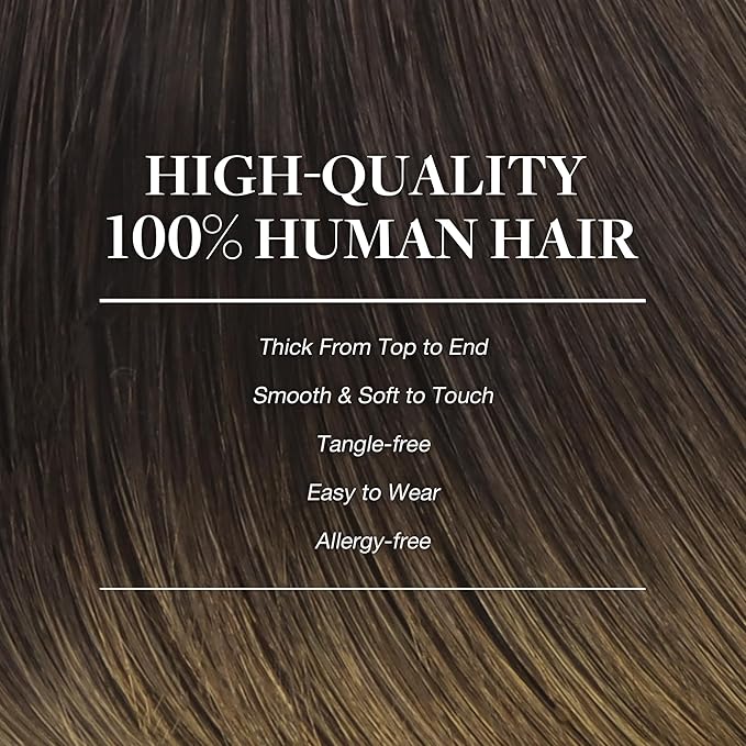 GOO GOO Clip in Hair Extensions Real Human Hair, Remy Human Hair Extensions Clip ins for Women, Natural Human Hair, 16inch 120g 7Pcs, 1D/2C/4E Chocolate Dip Color Melt