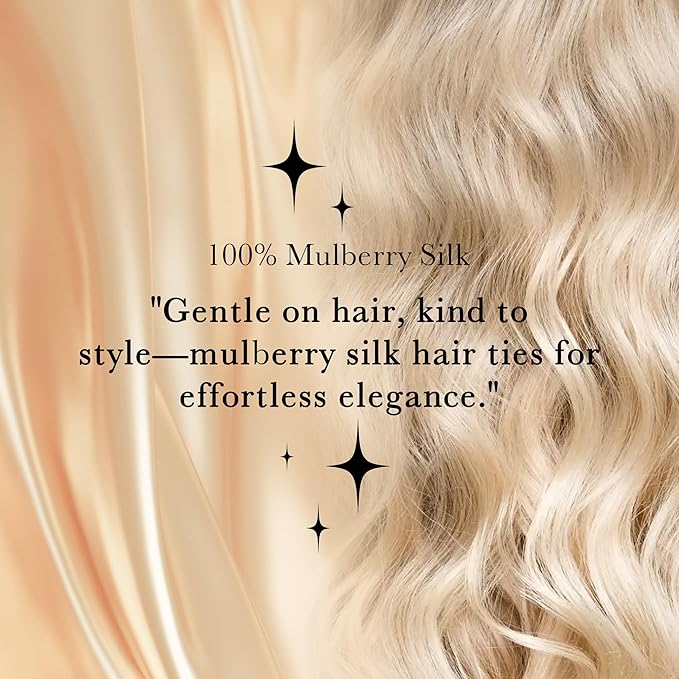Mulberry Silk Hair Scrunchies for Women – 8 Pack Silk Hair Ties Set, Skinny Hair Sleep Scrunchies No Damage, Gentle on Curly & Thin Hair