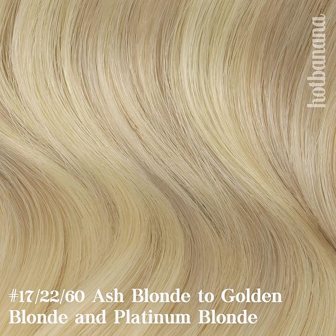 HOTBANANA Human Hair Clip in Hair Extensions, Ash Blonde to Golden Blonde and Platinum Blonde 120g Clip in Hair Extensions Real Human Hair Straight Remy Hair 16 Inch 7pcs