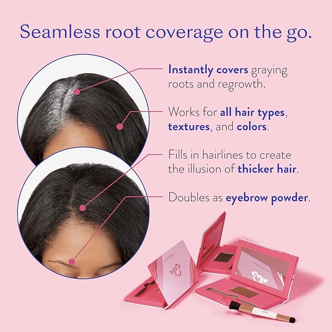 eSalon Thinning Hair Bundle, Root Touch Up + Brow Powder (Black), 2% Minoxidil Hair Regrowth Treatment, Densifying Scalp Serum with Procapil + Redensyl