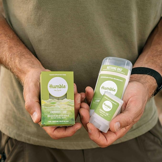 HUMBLE BRANDS Original Formula Aluminum-free Deodorant. Long Lasting Odor Control with Baking Soda and Essential Oils, Lemongrass & Sage, Pack of 1