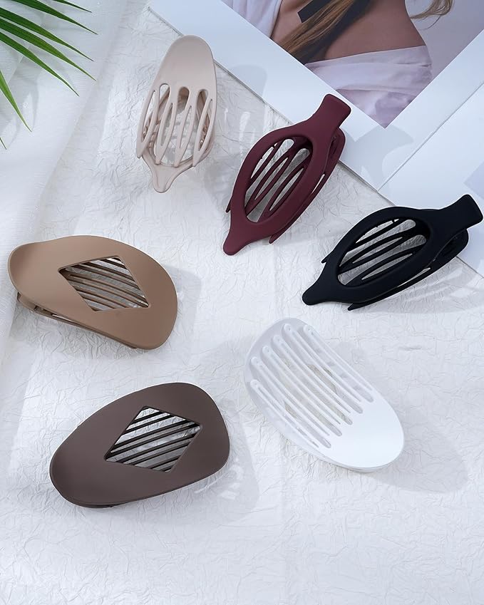 6 PCS French Flat Hair Clips for Women 2 Styles Large Matte Flat Claw Clips Strong Hold No-Slip French Hair Barrettes for Thick Thin Hair(Multicolor 6)
