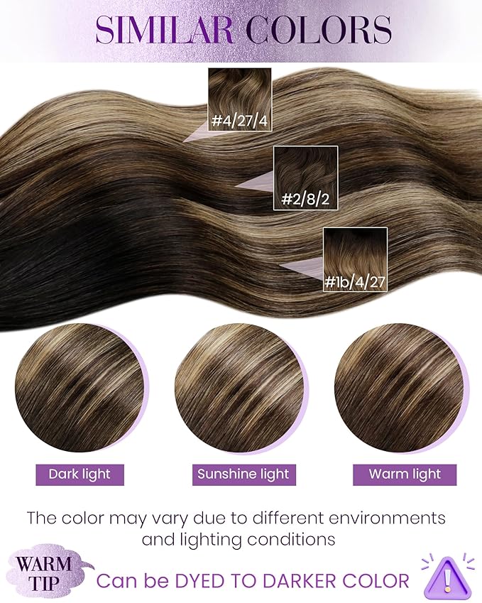 LaaVoo I Tip Hair Extensions Human Hair Natural Black Balayage Medium Brown Ombre Caramel Brown Itip Human Hair Extensions Soft Straight Itips Hair Extensions Human Hair 22in 1g/1s 50g/pack