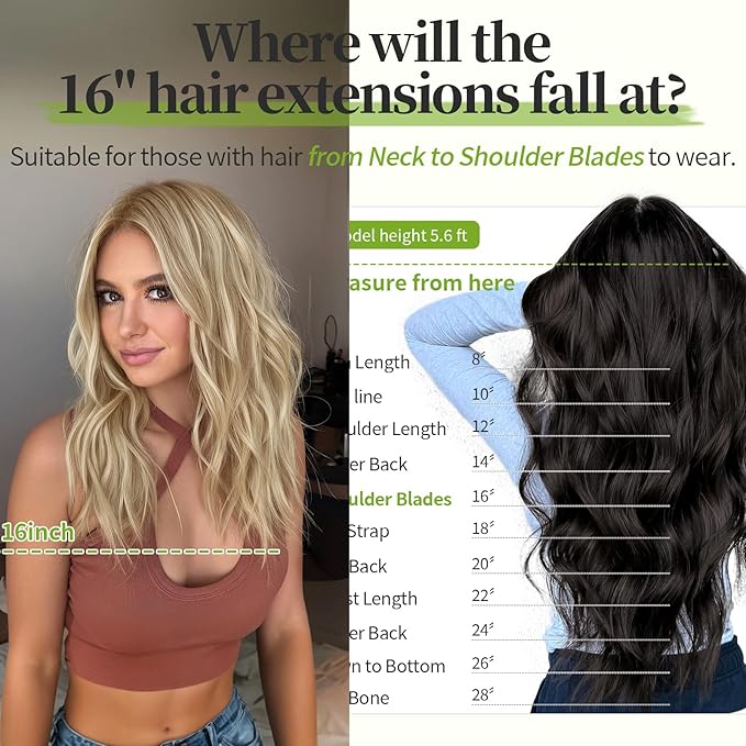 KooKaStyle Invisible Wire Hair Extensions with Transparent Wire Headband Adjustable Size 4 Secure Clips Long Wavy Hairpiece for Women(Beige Blonde mix Lvory Blonde Highlights16inch)