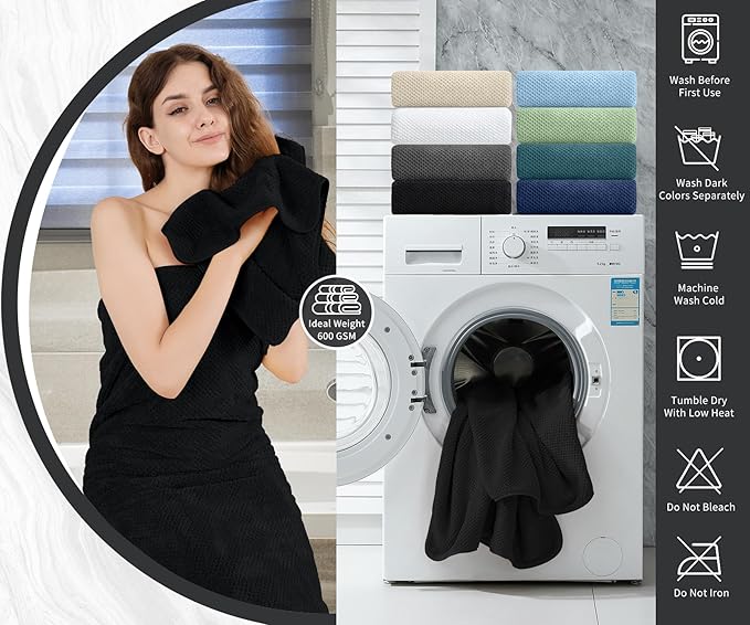 Extra Large Bath Towel Set of 4 (35"x70"),Oversized Bath Sheet Super Soft Highly Absorbent Jumbo Bathroom Towel Set Microfibers Quick Dry Shower Towel for Hotel,Bathroom,Guest,Spa,Gym (Black)